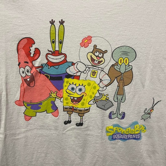 SpongeBob SquarePants cartoon character graphic crewneck 2000s nostalgic T-shirt - Picture 2 of 4